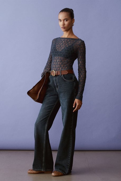 Slim Fit Kanten Bootsvorm Blouse - Image 5