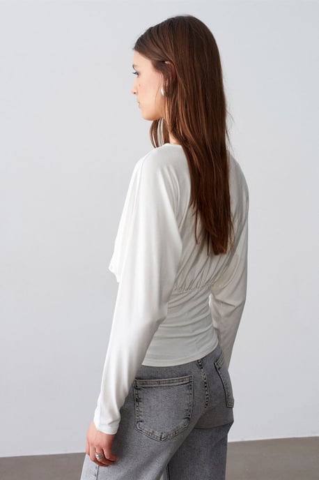 Slim Fit V-ringad Wrap Blus - Image 3