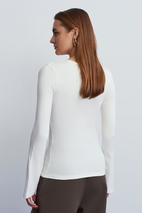 Slim Fit Långärmad Crew Neck Blus - Image 2