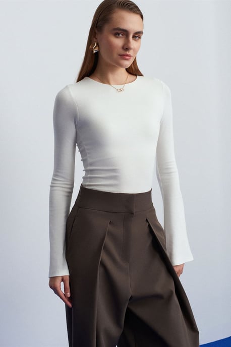 Slim Fit Långärmad Crew Neck Blus - Image 5