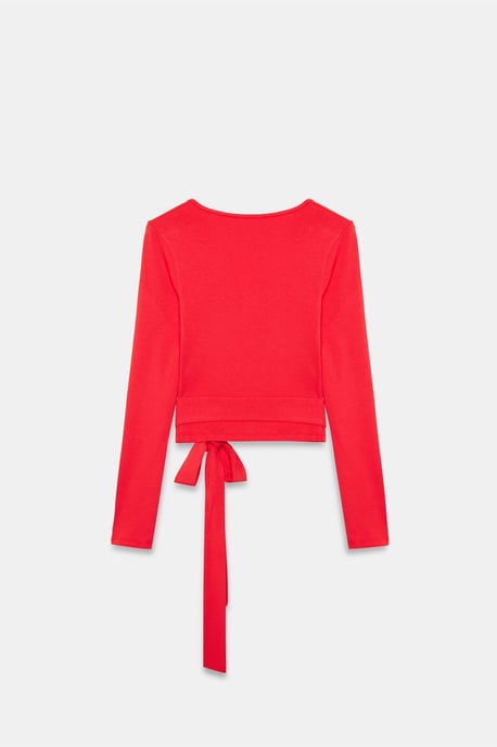 Women’s Crop Wrap Blouse With Tie Detail - Image 6