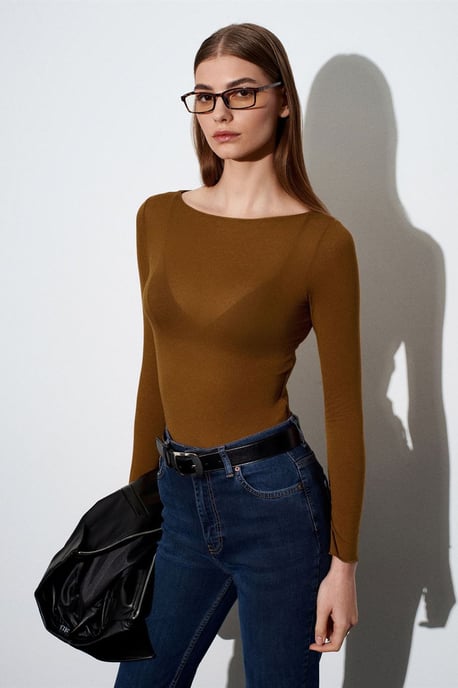 Slim Fit Boothals Lange Mouwen Gebreide Blouse - Image 4
