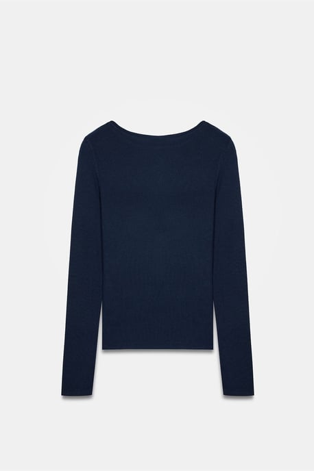 Women’s Ribbed Boat Neck Long-Sleeve Blouse - Image 6