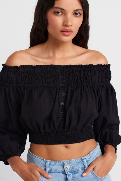 Off-shoulder Crop Blouse - Image 3