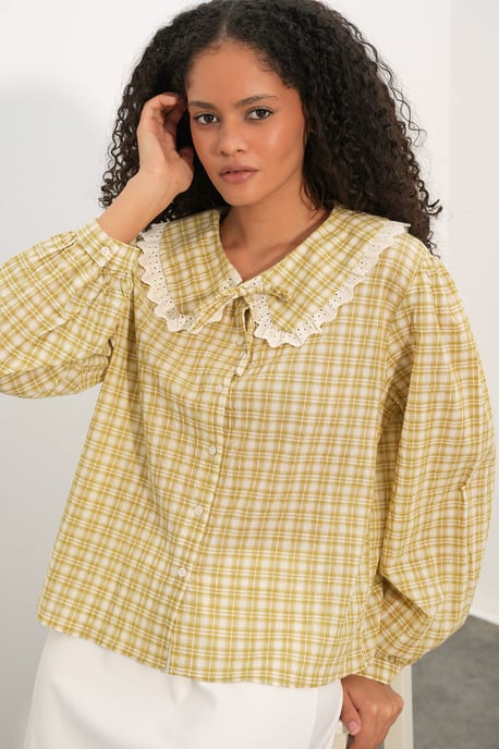 Dames Geruite Viscose Poplin Shirt - Image 3