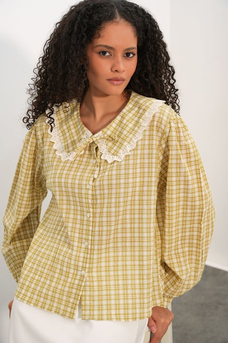 Dames Geruite Viscose Poplin Shirt - Image 4