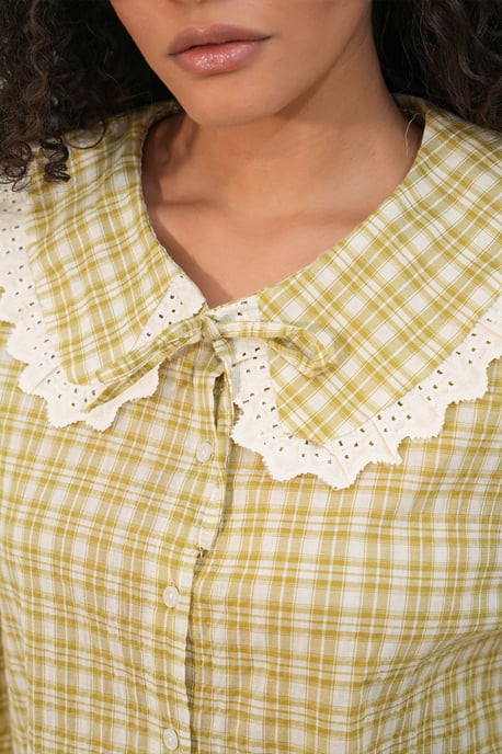 Dames Geruite Viscose Poplin Shirt - Image 5