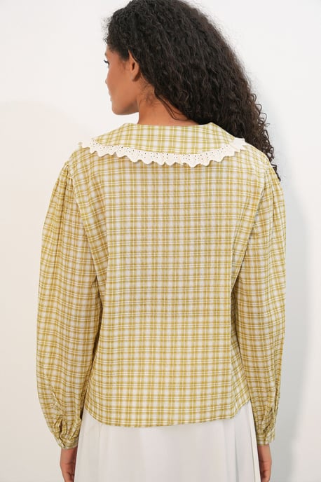 Dames Geruite Viscose Poplin Shirt - Image 6