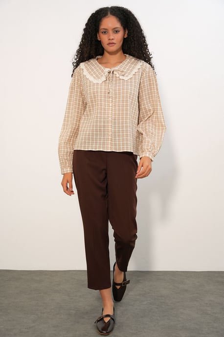 Dames Geruite Viscose Poplin Overhemd - Image 2