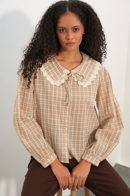 Dames Geruite Viscose Poplin Overhemd - Image 3