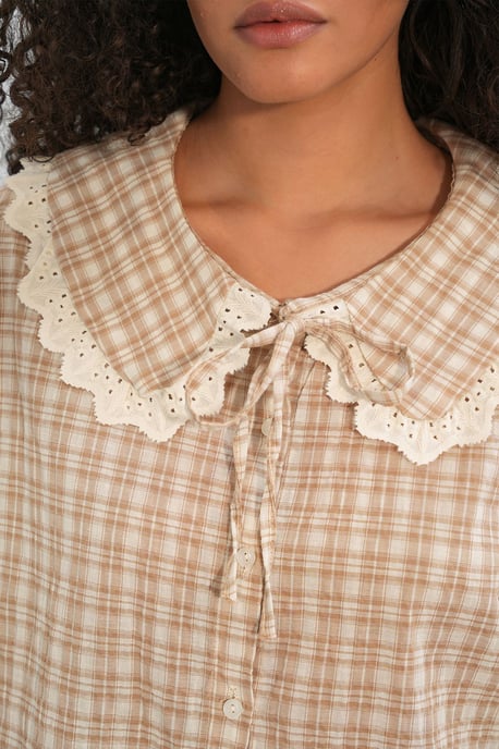 Dames Geruite Viscose Poplin Overhemd - Image 5