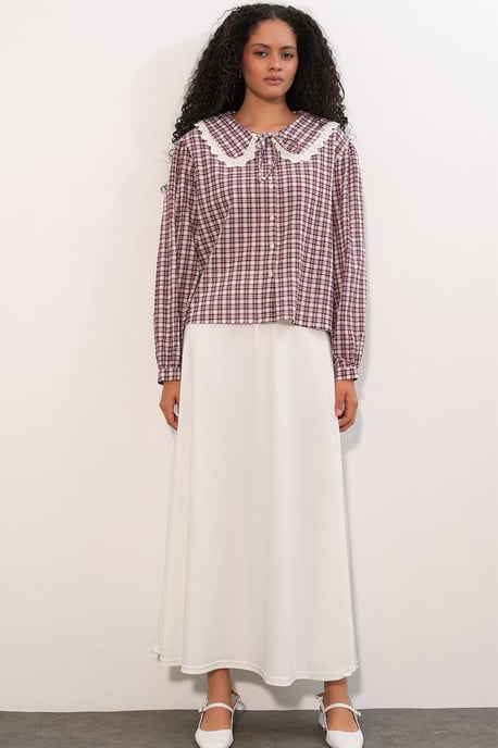 Dames Ruit Viscose Poplijn Shirt - Image 2