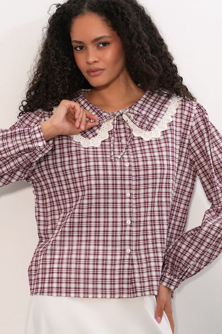 Dames Ruit Viscose Poplijn Shirt - Image 3