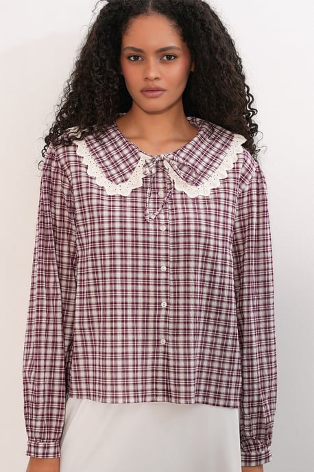 Dames Ruit Viscose Poplijn Shirt - Image 4
