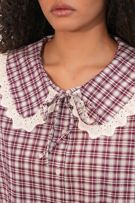 Dames Ruit Viscose Poplijn Shirt - Image 5