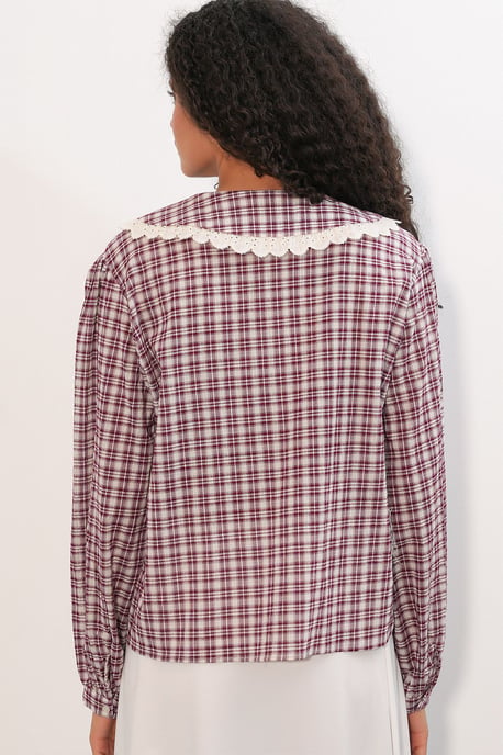 Dames Ruit Viscose Poplijn Shirt - Image 6