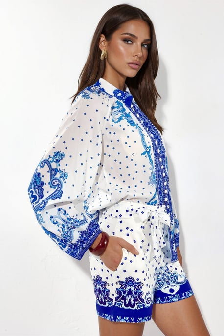 Paisley Vävd Klänning med Knytning - Image 2
