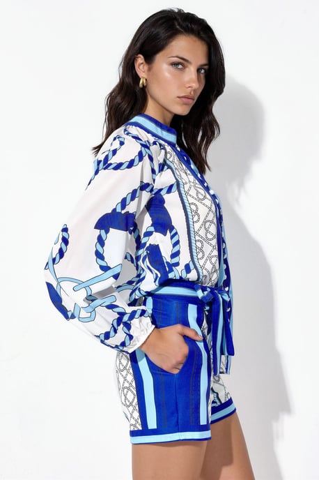 Paisley vävt jumpsuit med knytdetalj - Image 3