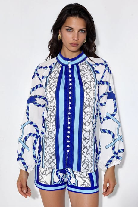 Paisley vävt jumpsuit med knytdetalj - Image 5