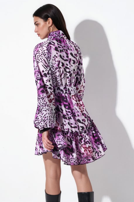 Leopard Print Belted Mini Dress - Image 3