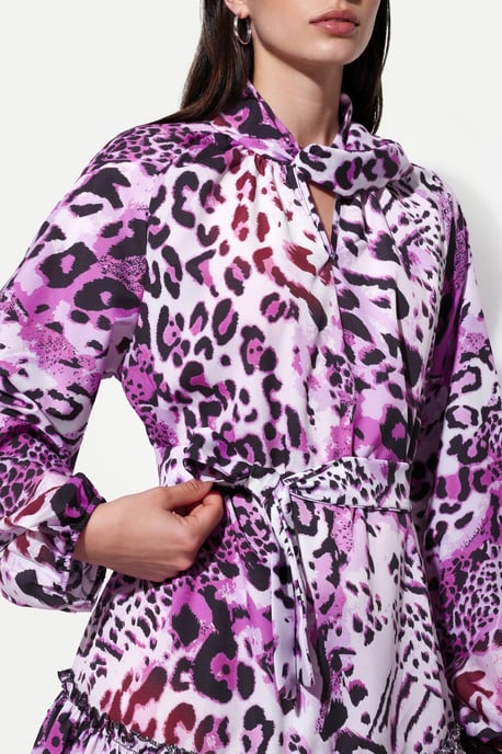 Leopard Print Belted Mini Dress - Image 4