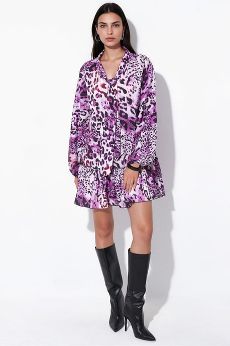 Leopard Print Belted Mini Dress - Image 5