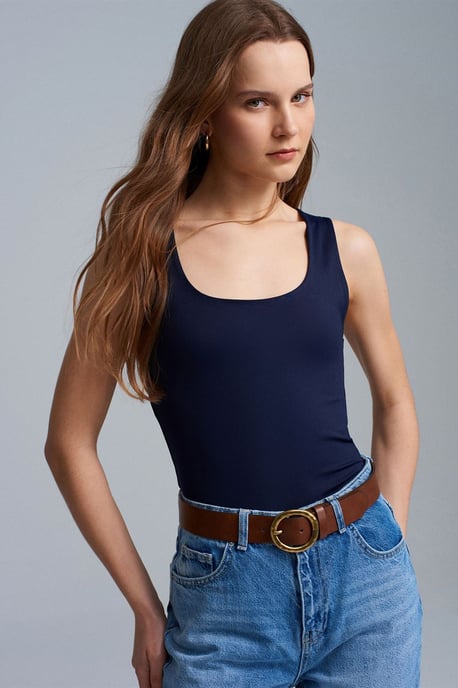 Mouwloze Blouse met Vierkante Halslijn in Slank Model - Image 3