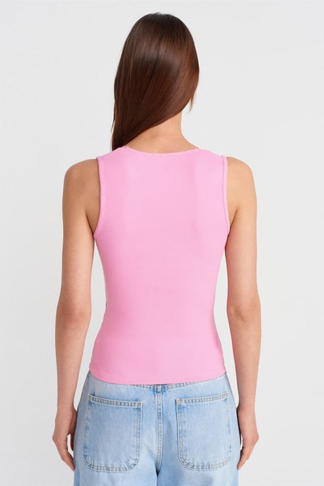 Sleeveless Lace Ribbed V-neck Blouse - Image 2