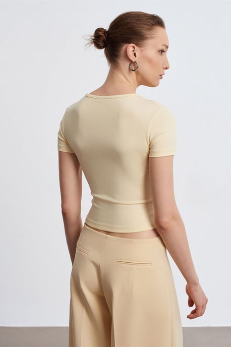 Slim Fit Crop Jersey Blouse - Image 2