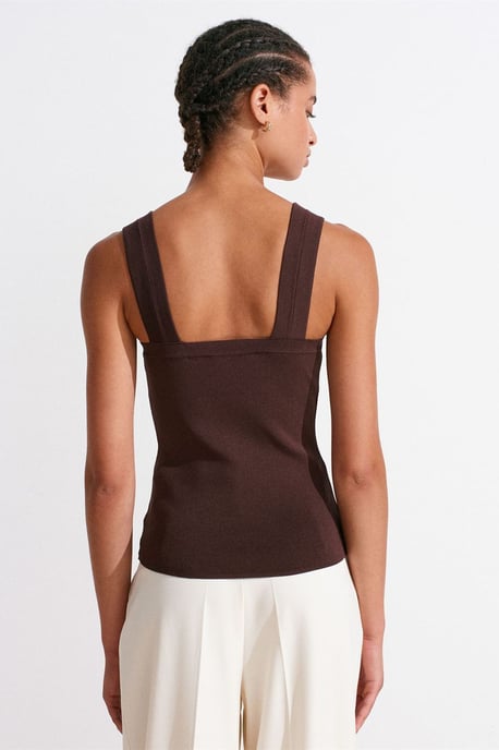 Sleeveless Ribbed Square-neck Blouse - Image 2