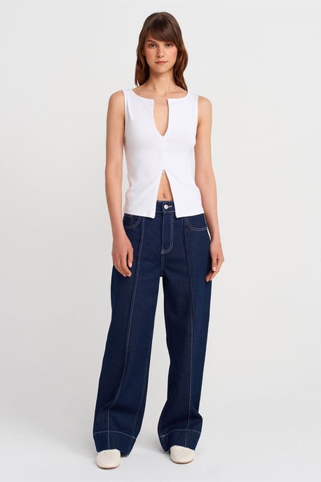 Ärmzip-fri Slim-Fit Jersey Blus med Dragkedja - Image 4