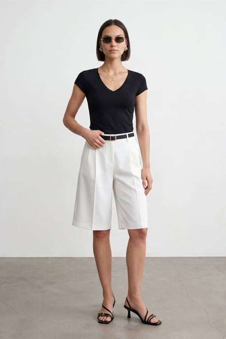 Slim Fit V-hals Jersey Blouse - Image 1