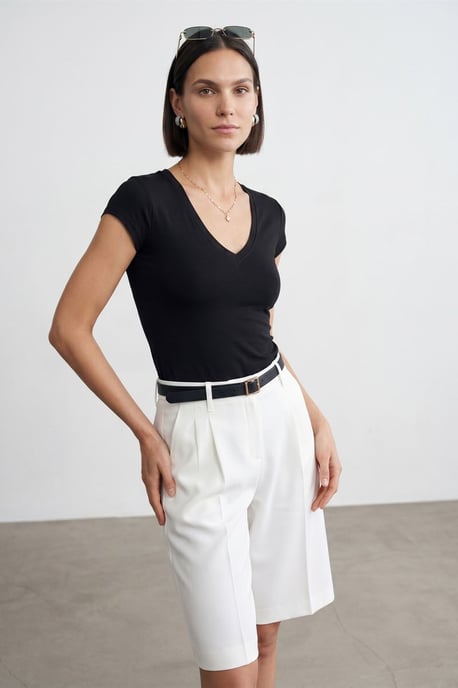 Slim Fit V-hals Jersey Blouse - Image 4