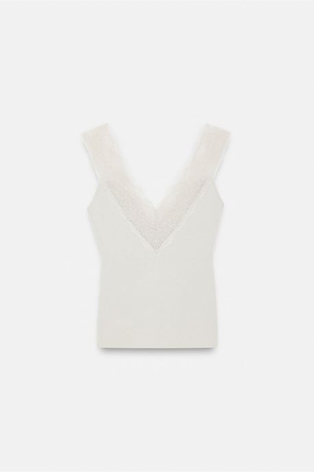 Getailleerde Mouwenloze Kanten Blouse - Image 6