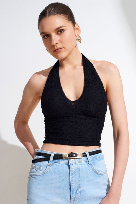 Dames Kant Halters Crop Blouse - Image 3