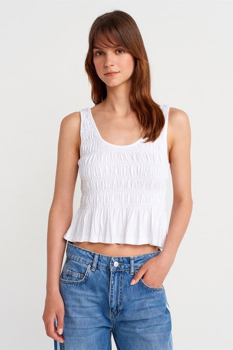 Textured Cotton-modal Crop Cami Blouse - Image 1