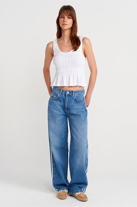 Textured Cotton-modal Crop Cami Blouse - Image 3