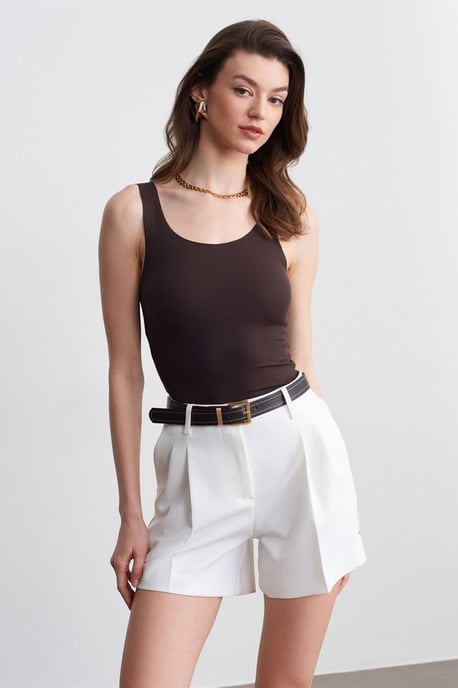 Aansluitend Mouwloze Katoenmix Cami Blouse - Image 3