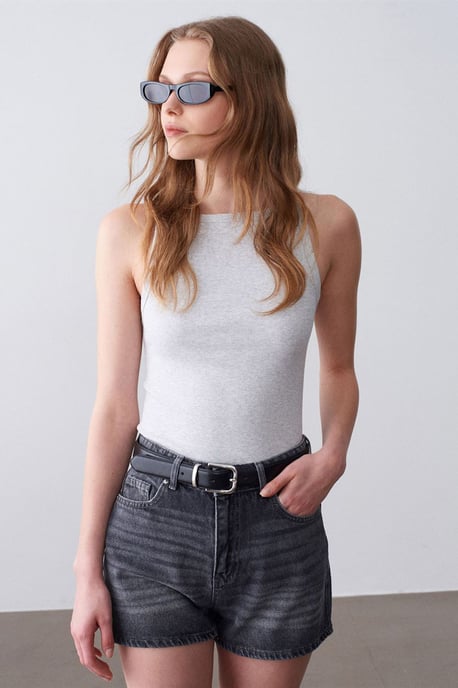 Randig bomullshalterneckblus - Image 1