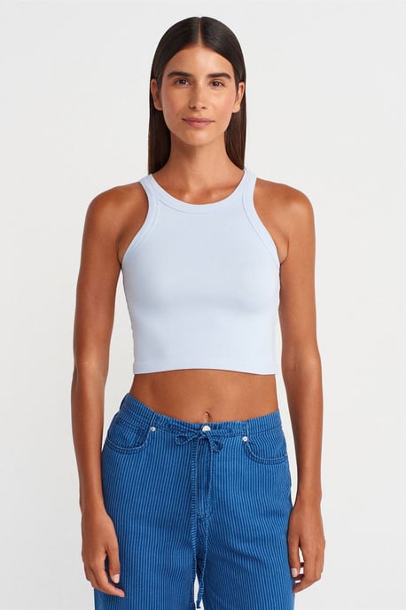 Ribbed Cotton-blend Sleeveless Crop Top - Image 3