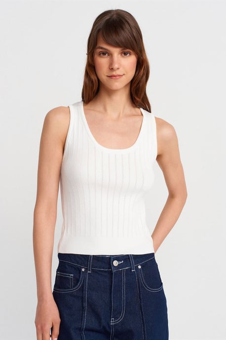 Ribbed Sleeveless Slim-fit Blouse - Image 1
