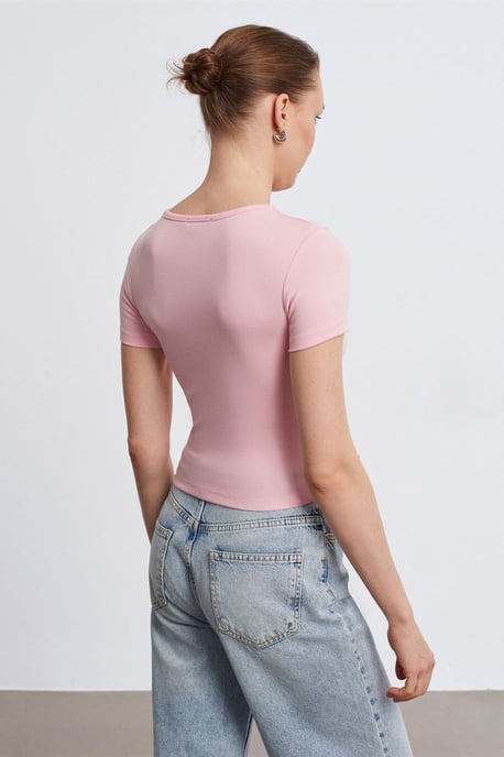 Slim Fit Crop Jersey Blouse - Image 3