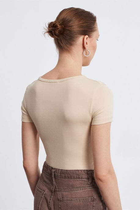 Slim Fit Crop Jersey Blouse - Image 2