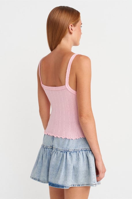 Katoenen Geribbelde Blouse met Vierkante Halslijn - Image 2