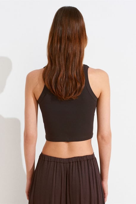 Ribbed Cotton-blend Sleeveless Crop Top - Image 2