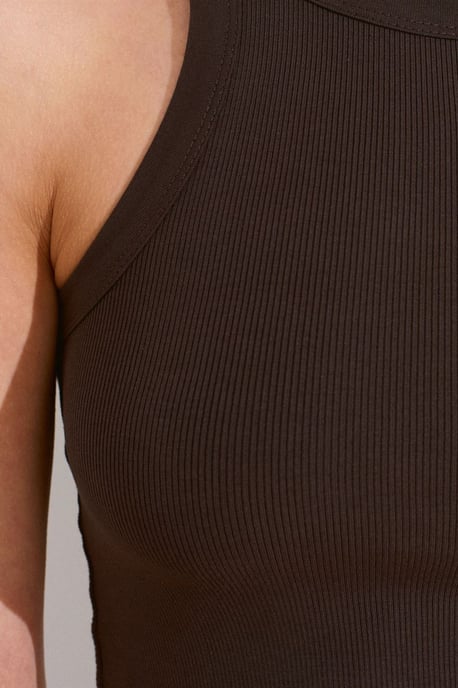 Ribbed Cotton-blend Sleeveless Crop Top - Image 4