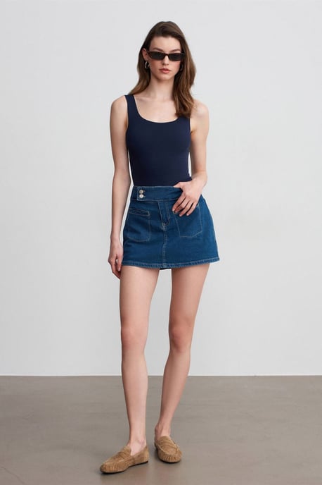 Aansluitend Mouwloze Katoenmix Cami Blouse - Image 4