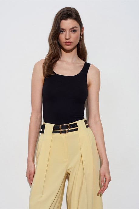 Aansluitend Mouwloze Katoenmix Cami Blouse - Image 1