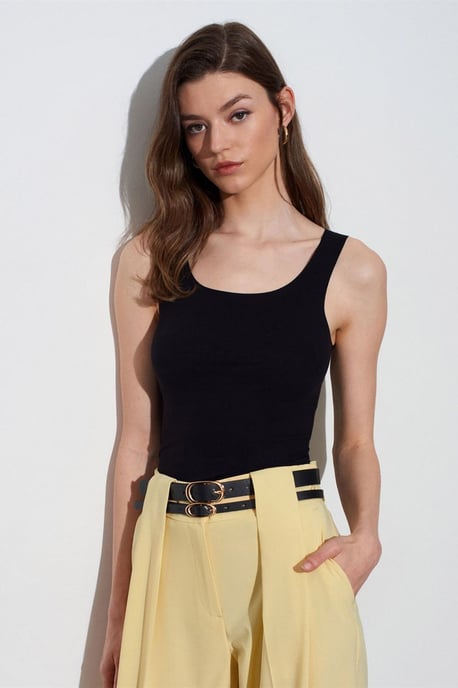 Aansluitend Mouwloze Katoenmix Cami Blouse - Image 3