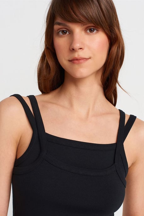 Ribbed Sleeveless Square-neck Blouse - Image 3